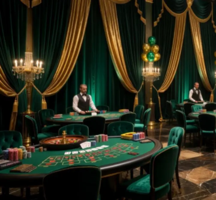 Elegancka dekoracja kasynowa i oświetlenie eventowe